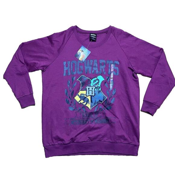 Harry Potter Crewneck Sweatshirt Hogwarts Cotton Blend Animal Crest Mens 1X New - Picture 1 of 13